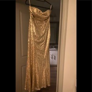 Strapless Gold maxi dress
